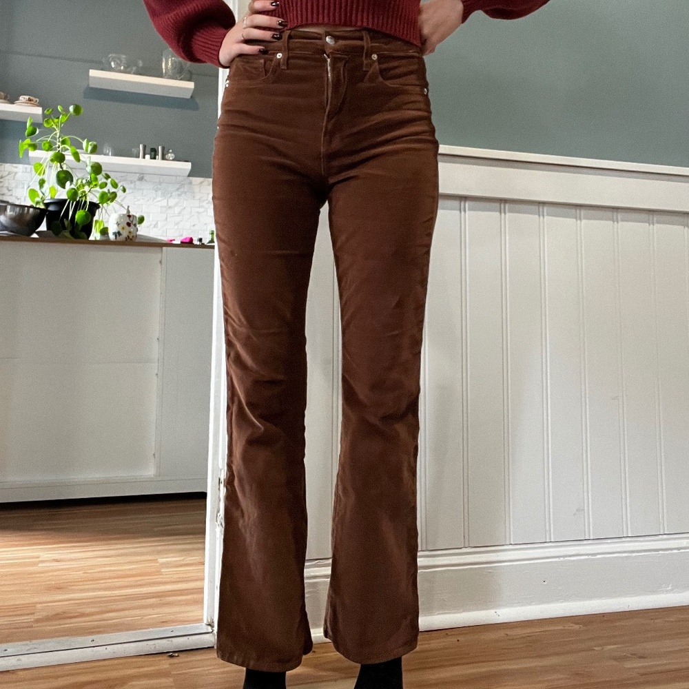 mid-rise bootcut corduroy pants